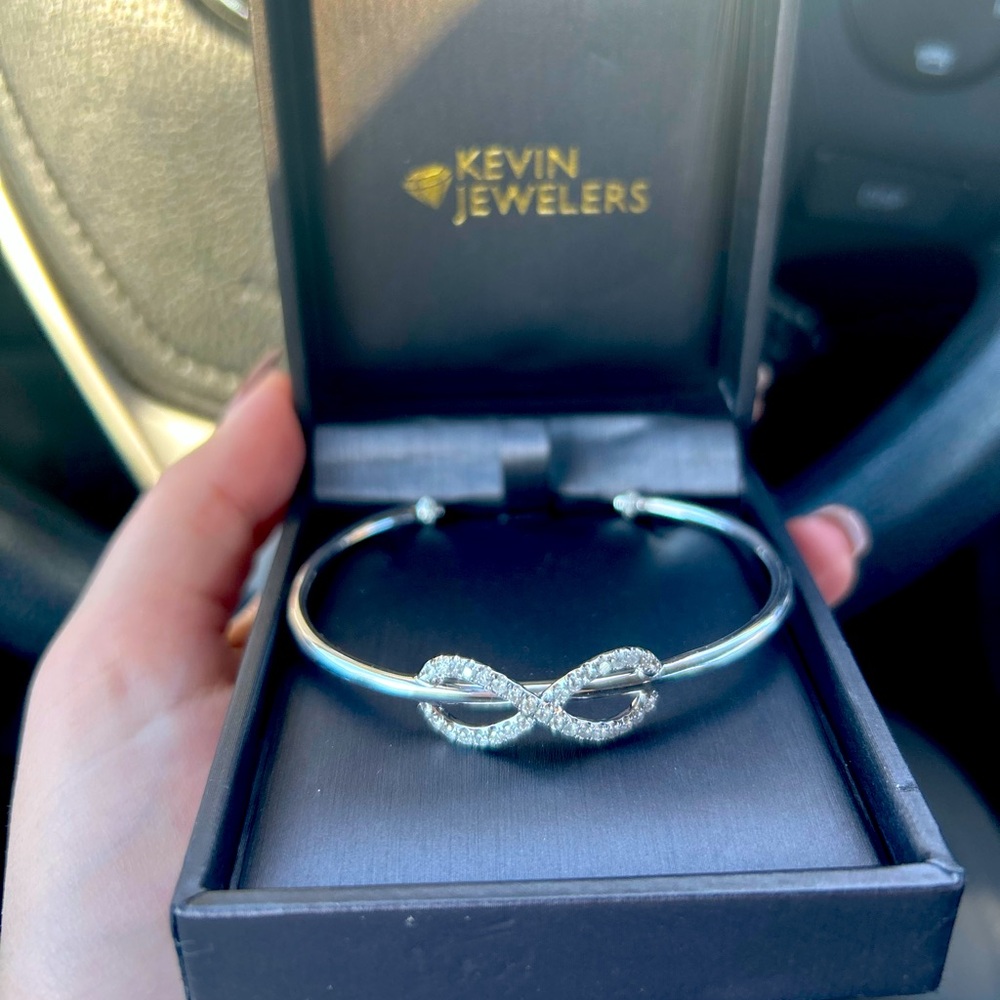 White 14k Gold and Diamond Bangle Bracelet